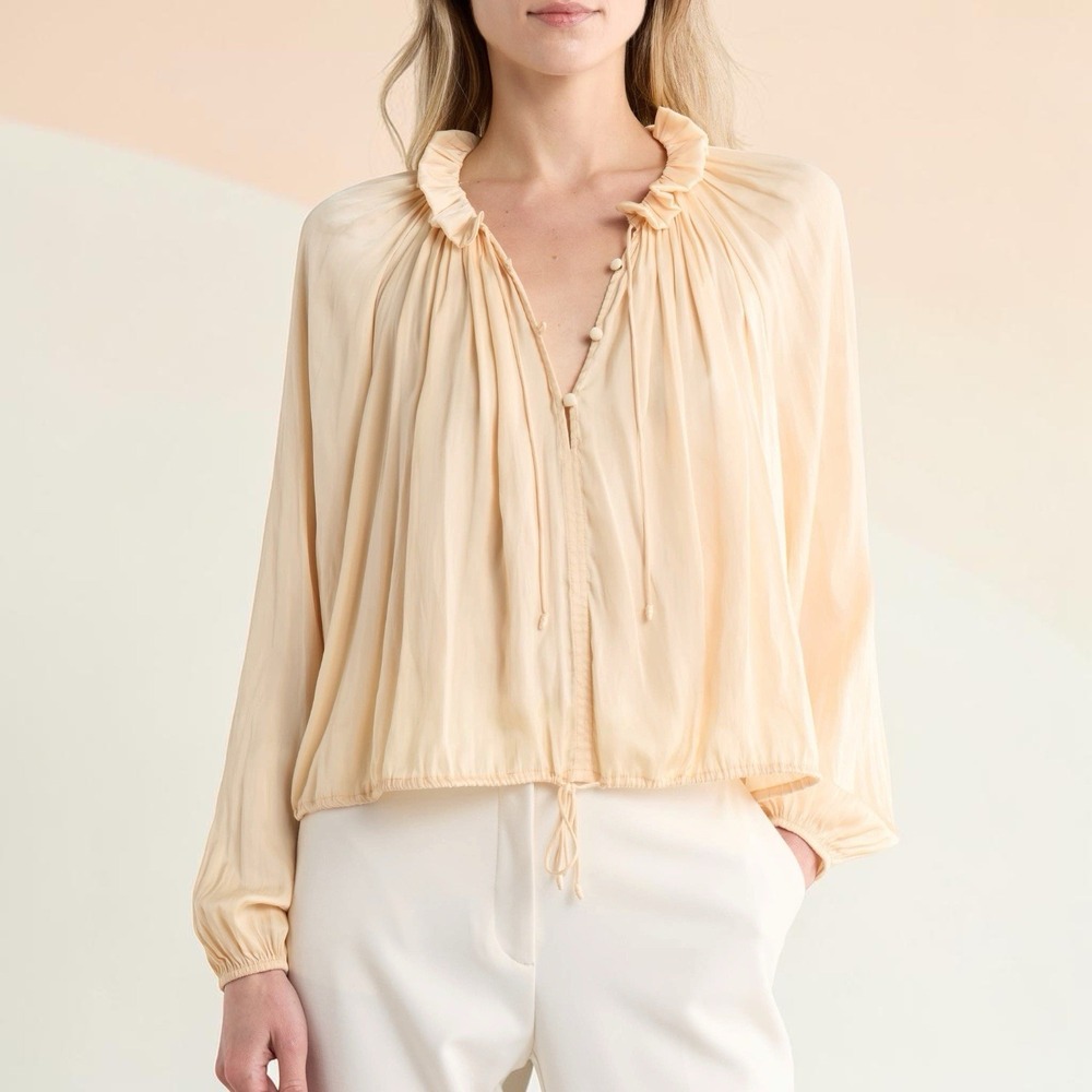 NEW Ulla Johnson Laurette Blouse Color Pearlescent Career Luxury Peasant 6
